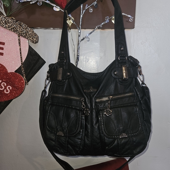 Angel Kiss Black Shiny LEATHER Women's Bag/Cossbody - Picture 2 of 9